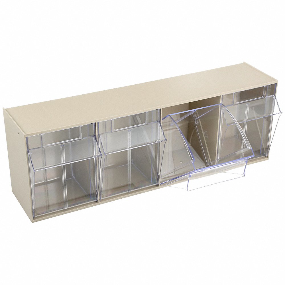 QUANTUM STORAGE SYSTEMS QTB304IV Bins 4 Tip Out Ivory | AB3VEC 1VH72