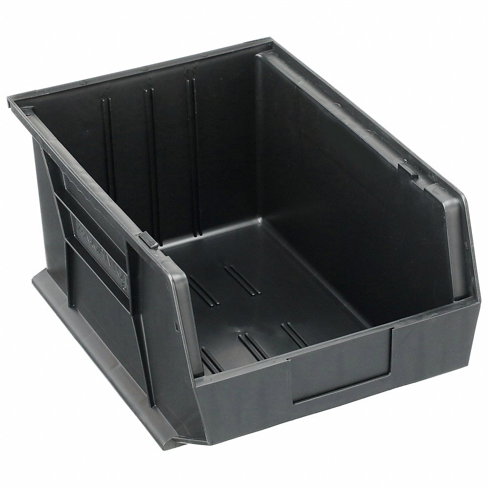 QUANTUM STORAGE SYSTEMS QUS255BK Hang and Stack Bin, 11 Inch x 16 Inch x 8 Inch, Black, Label Holders, QUS255BK | CT8JRD 9CVU7