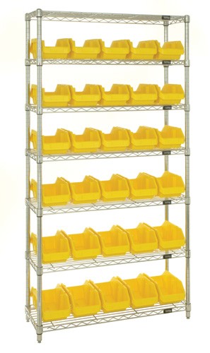 QUANTUM STORAGE SYSTEMS W7-12-30 Wire Shelving, 18 x 36 x 74 Inch Size, 7 Shelf, 30 Bins | CG9EYW