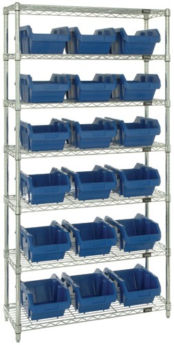 QUANTUM STORAGE SYSTEMS W7-14-18 Wire Shelving, 18 x 36 x 74 Inch Size, 7 Shelf, 18 Bins | CG9EYX