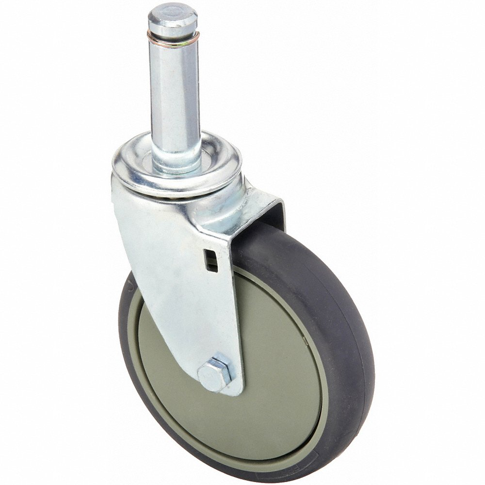 Swivel Stem Caster Kit, Wire Shelving, Polyurethane, 5 in Caster Wheel Dia