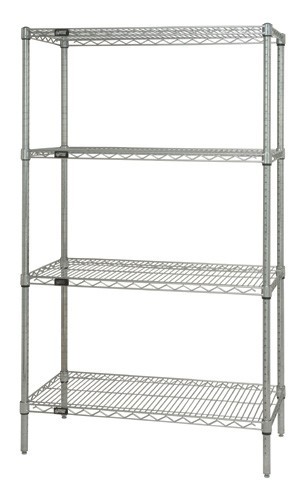 QUANTUM STORAGE SYSTEMS WR54-1236C Wire Shelving, Starter Unit, 4 Shelves, 12 x 36 x 54 Inch Size, Chrome Finish | CG9LJJ