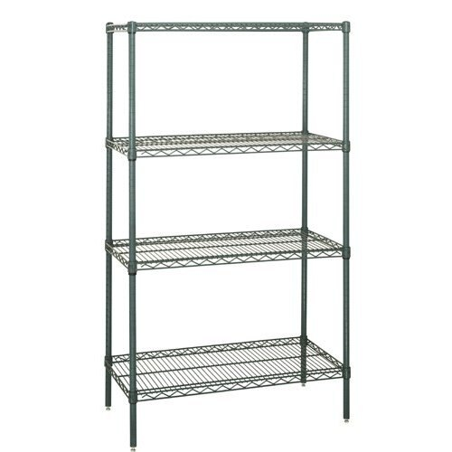 QUANTUM STORAGE SYSTEMS WR54-1236P Wire Shelving, Starter Unit, 4 Shelves, 12 x 36 x 54 Inch Size, Proform Green Epoxy | CG9LJL