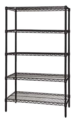 QUANTUM STORAGE SYSTEMS WR54-1242BK-5 Wire Shelving, Starter Unit, 5 Shelf, 12 x 42 x 54 Inch Size, Black Epoxy Finish | CG9PVW