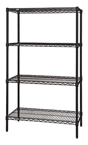 QUANTUM STORAGE SYSTEMS WR54-1242BK Wire Shelving, Starter Unit, 4 Shelves, 12 x 42 x 54 Inch Size, Black Epoxy Finish | CG9LJN