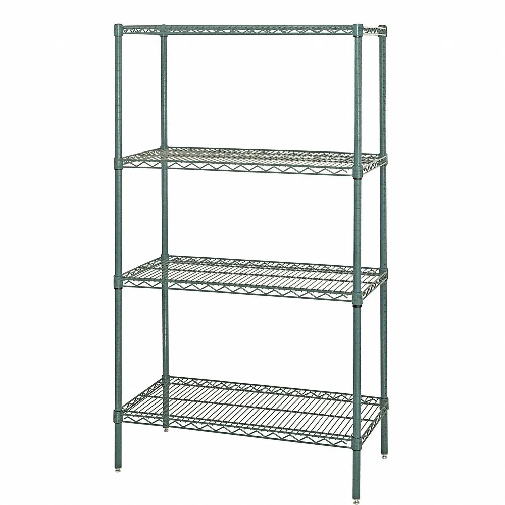 QUANTUM STORAGE SYSTEMS WR63-1872P Wire Shelving, Starter Unit, 4 Shelves, 18 x 72 x 63 Inch Size, Proform Green Epoxy | CG9LZQ