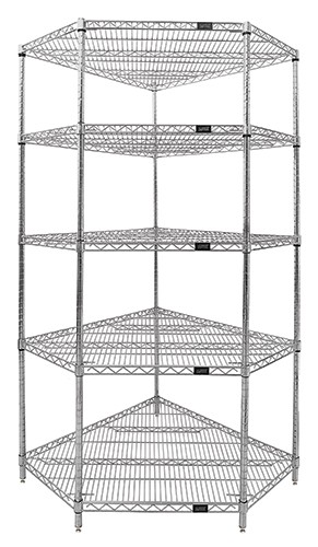 QUANTUM STORAGE SYSTEMS WR74-2442CRNC-5 Corner Shelving Unit, 24 x 42 x 74 Inch Size, Chrome Finish | CG9CUZ