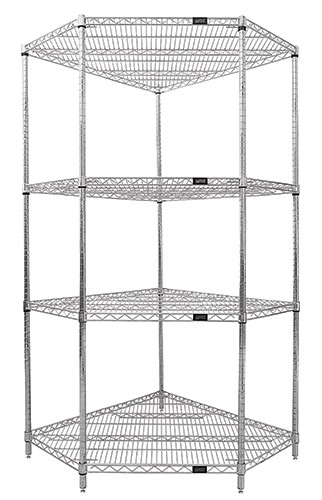 QUANTUM STORAGE SYSTEMS WR74-2442CRNC Corner Shelving Unit, 24 x 42 x 74 Inch Size, Chrome Finish | CG9CUY