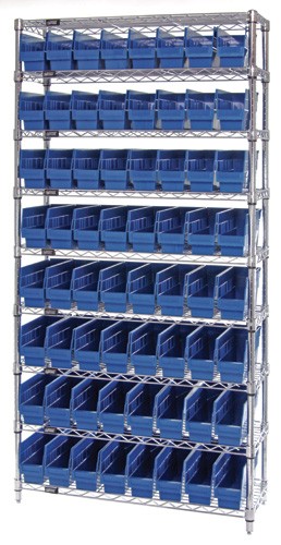QUANTUM STORAGE SYSTEMS WR9-201 Shelving Unit, 9 Shelf, 12 x 36 x 74 Inch Size, 64 Bins | CG9RYF