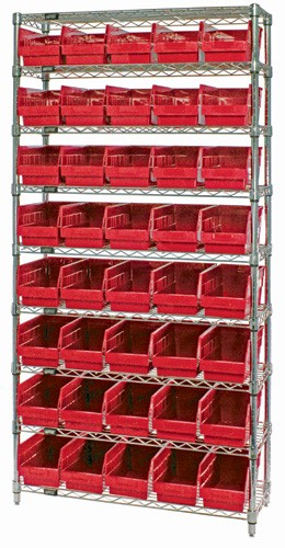 QUANTUM STORAGE SYSTEMS WR9-202 Shelving Unit, 9 Shelf, 12 x 36 x 74 Inch Size, 40 Bins | CG9RYG