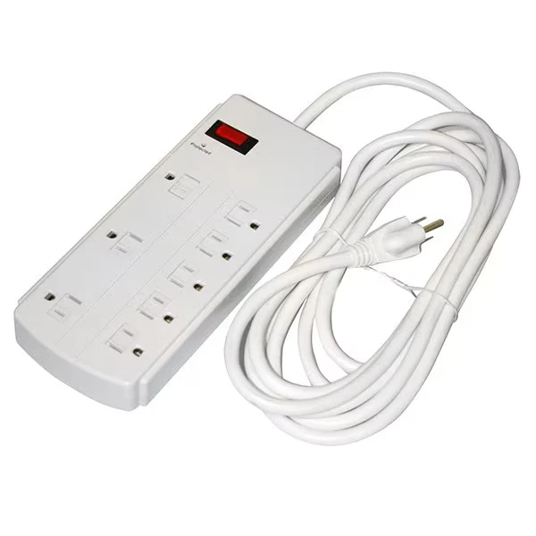 Wide Surge Strip, 8-Outlets + 12Feet Cord, White, Etl