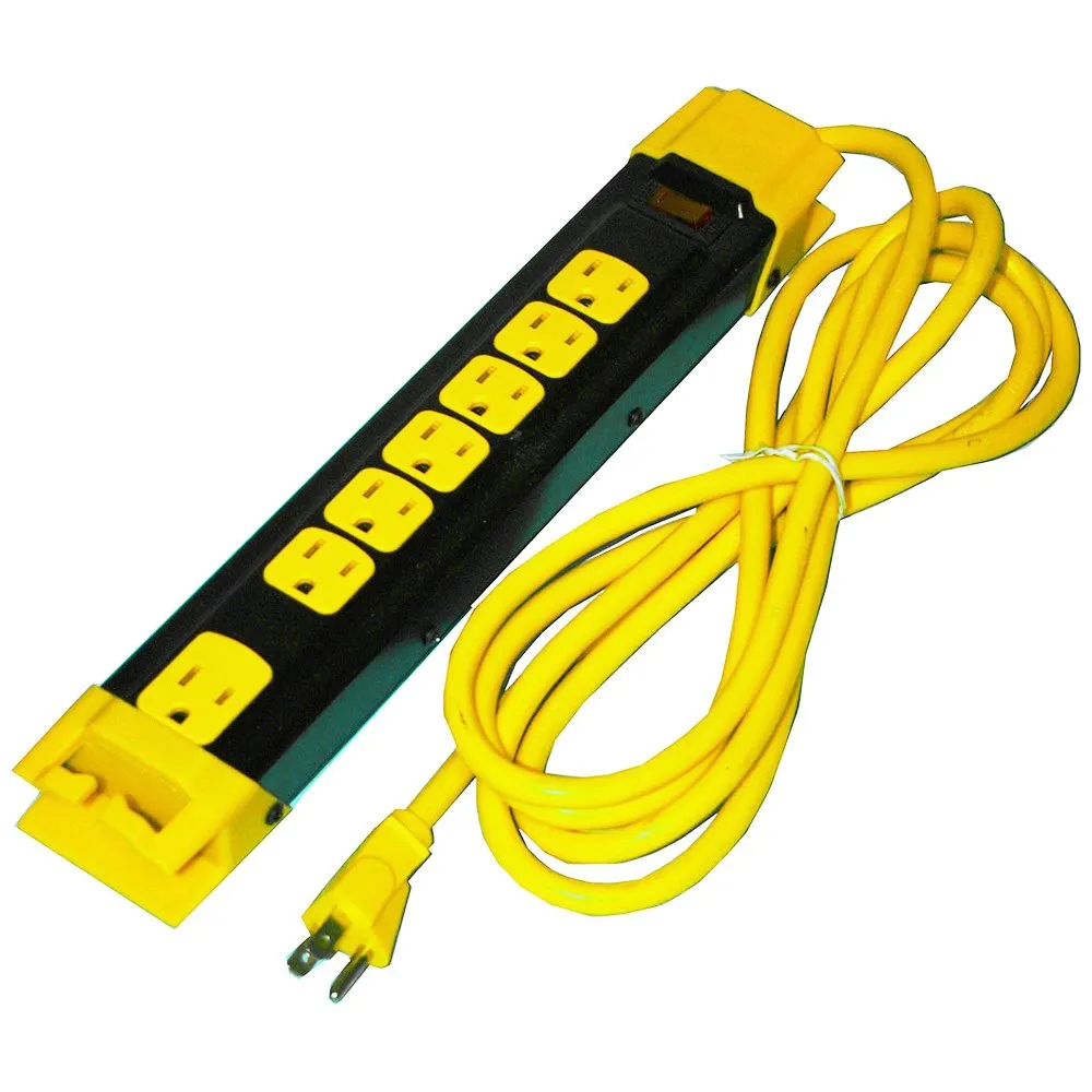 Heavy Duty Surge Strip, 7-Outlets + 12Feet Cord, Black/Yellow, Etl