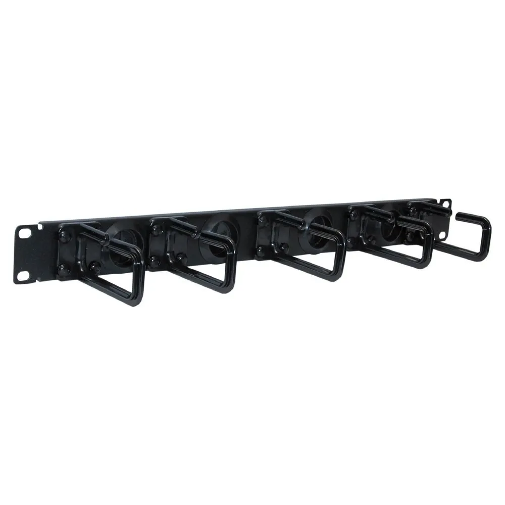 Horizontal Cable Manager, Single Rings, 1U, 50 Cables, 19 Inch Size, Black