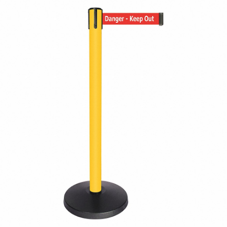 QUEUEWAY QPLUS-35-RH Barrier Post With Belt, Abs, 40 Inch Post Height, 2 1/2 Inch Post Dia, Abs | CT8KRJ 52NP20
