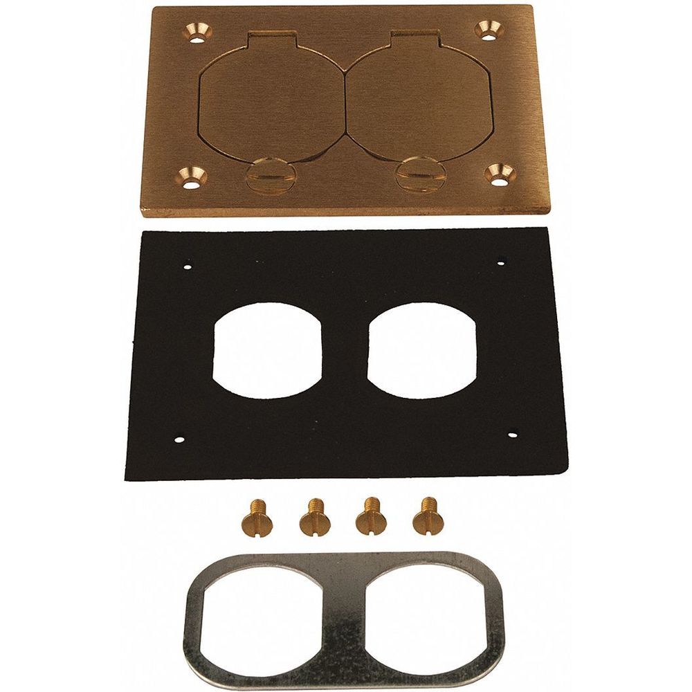 Floor Box Cover, Brass, Shape Rectangular, 4-5/62 Inch L, 2-63/64 Inch W