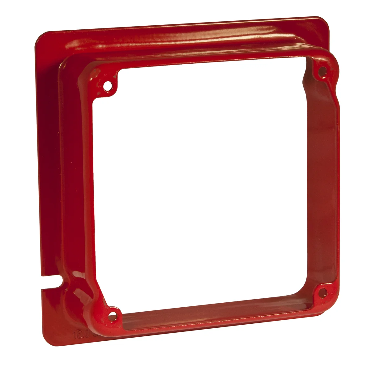 Life Safety Square Adapter Ring, 4-11/16 Inch x 4 Inch, 1-1/4 Inch Raised, Red