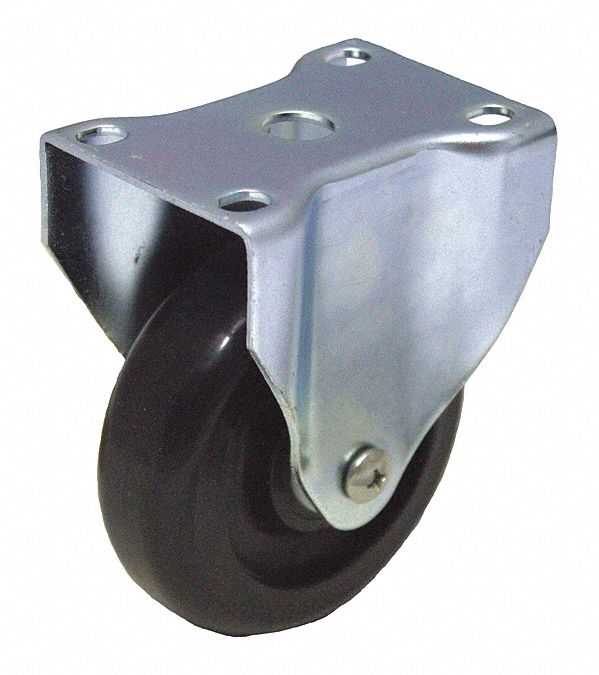 Sanitary Plate Caster, Rigid, Polypropylene, 300 lb Capacity, 5 Inch Wheel Dia.