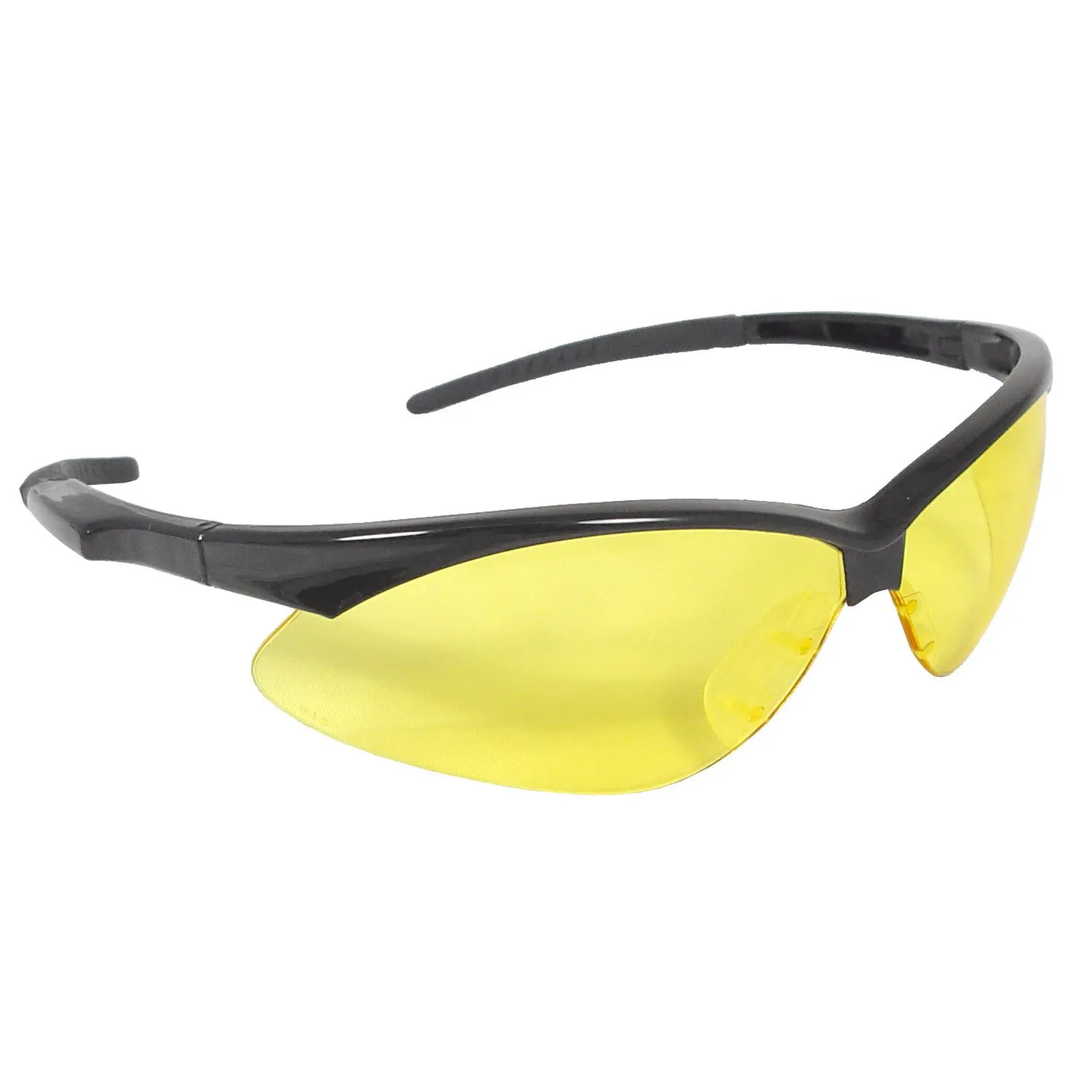 Safety Glasses, Wraparound Amber Polycarbonate Lens, Scratch-Resistant