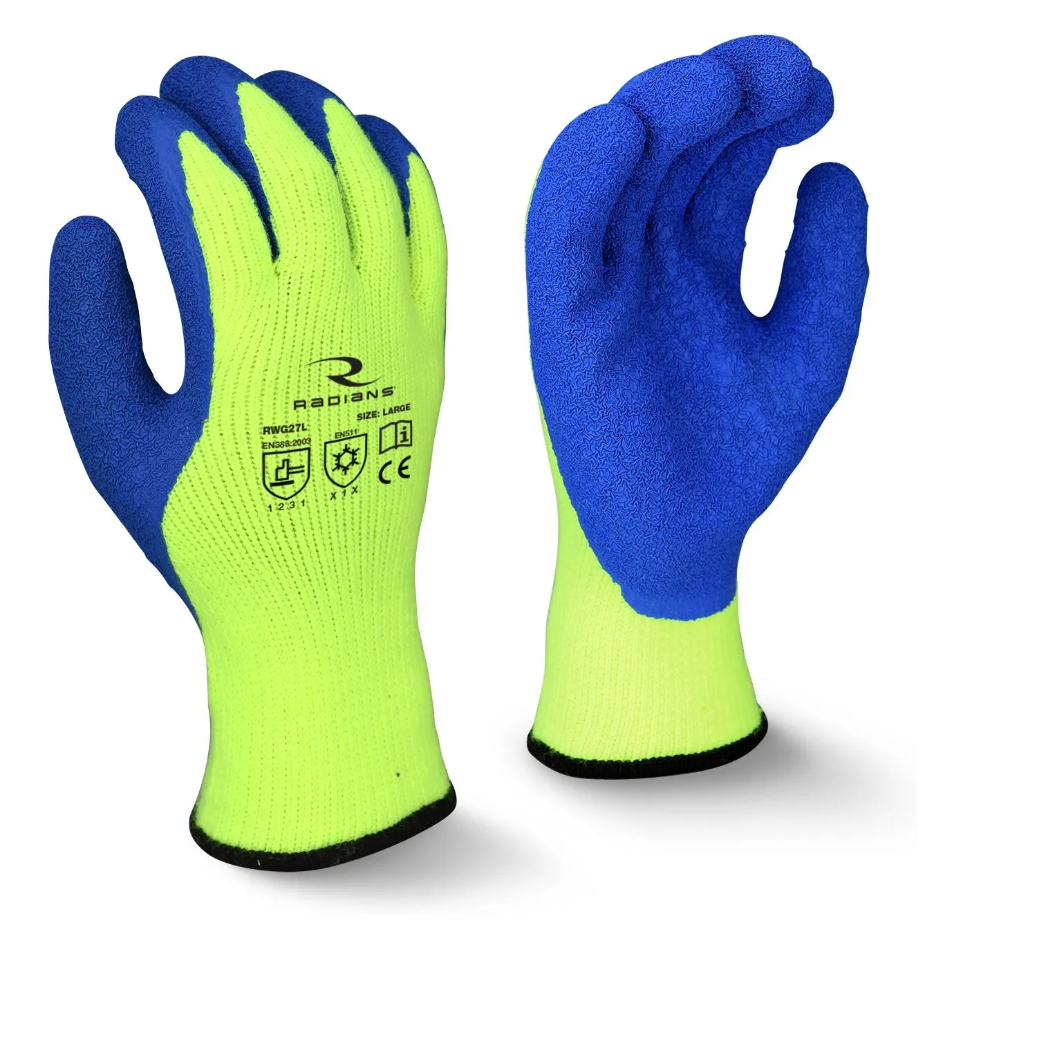 Hi-Vis Cold Protection Cut-Resistant Coated Gloves, Acrylic/Polyester Lining, 2XL