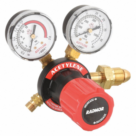 Gas Regulator, Single Stage, CGA 510 Inlet, 9/16 18 M LH Outlet, 15 PSIg, Acetylene