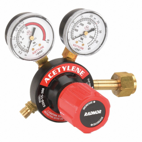 Gas Regulator, Single Stage, CGA 300 Inlet, 9/16 18 M LH Outlet, 15 PSIg, Acetylene