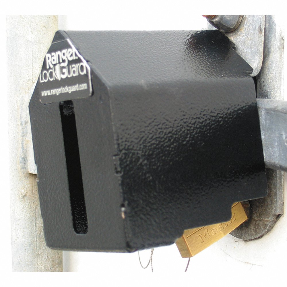 Padlock Guard, Hardened Steel, Blk, 4 InchL