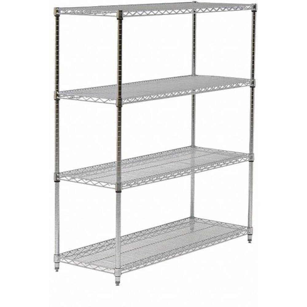 GRAINGER 45VX89 Starter Wire Shelving Unit, 36 W x 24 D x 54 Inch H, 4 Shelves, Silver | CD2KZJ