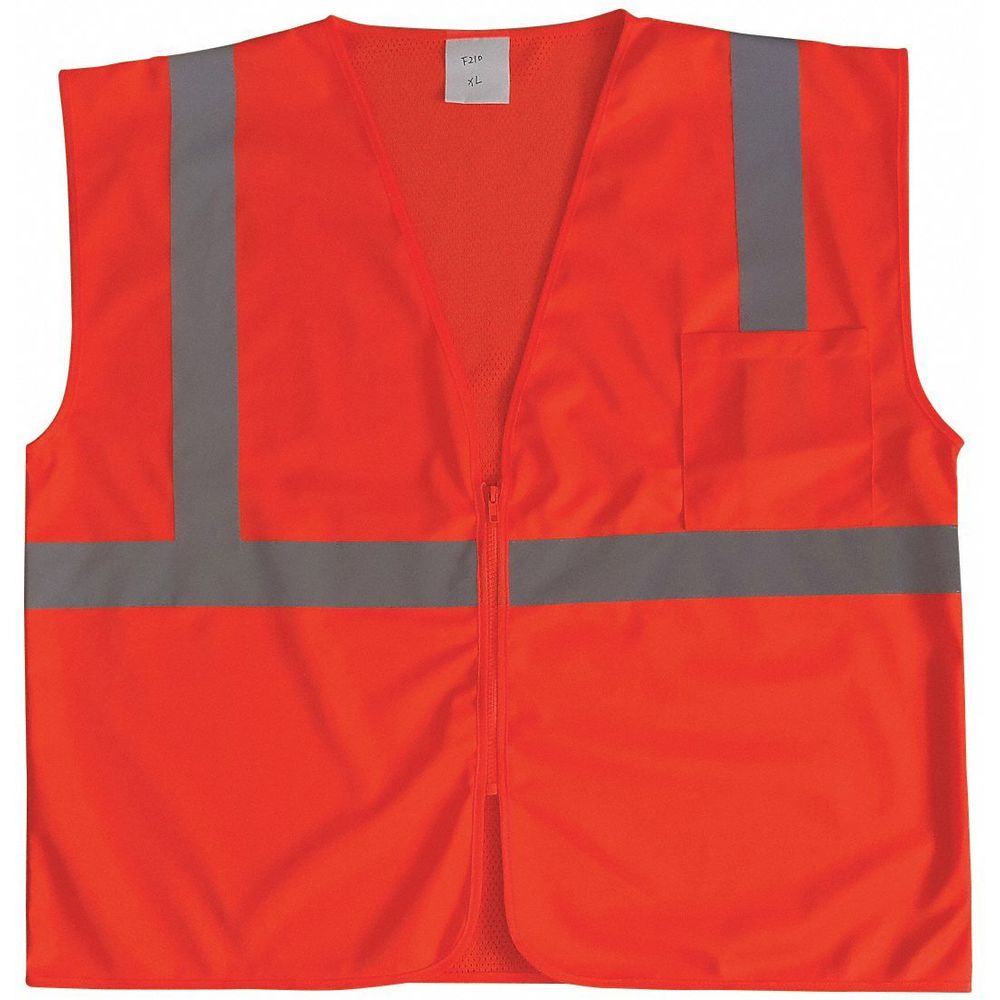 GRAINGER 53YK84 Traffic Vest, Orange/Red With Silver Stripe, Zipper Closure, M | CD3UKQ