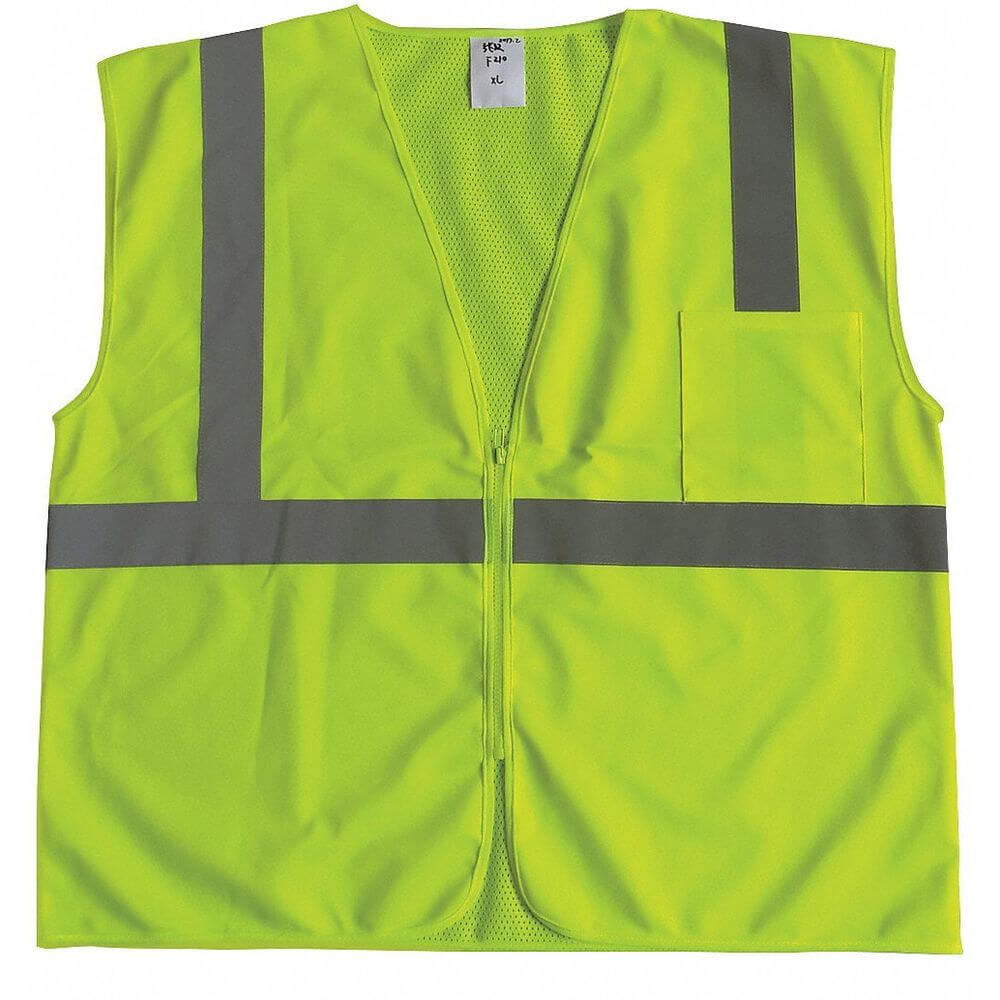 GRAINGER 53YK97 Traffic Vest, Yellow/Green With Silver Stripe, Zipper Closure, 4XL | CD3TDX
