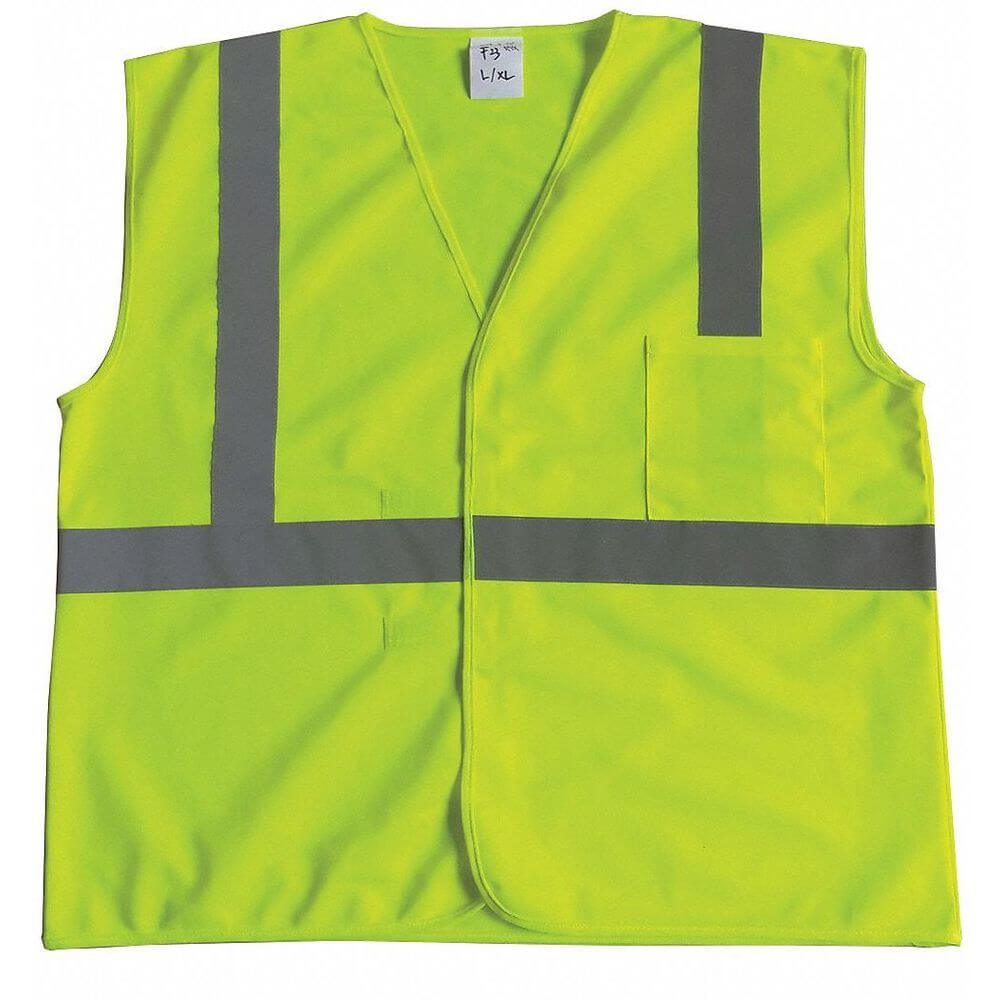 GRAINGER 53YL07 Traffic Vest, Yellow/Green with Silver Stripe, 4XL/5XL | CD2HRD