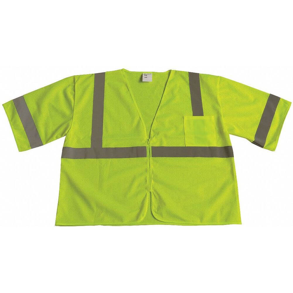 GRAINGER 53YL93 Traffic Vest, Yellow/Green With Silver Stripe, Zipper Closure, 3XL | CD3XCC