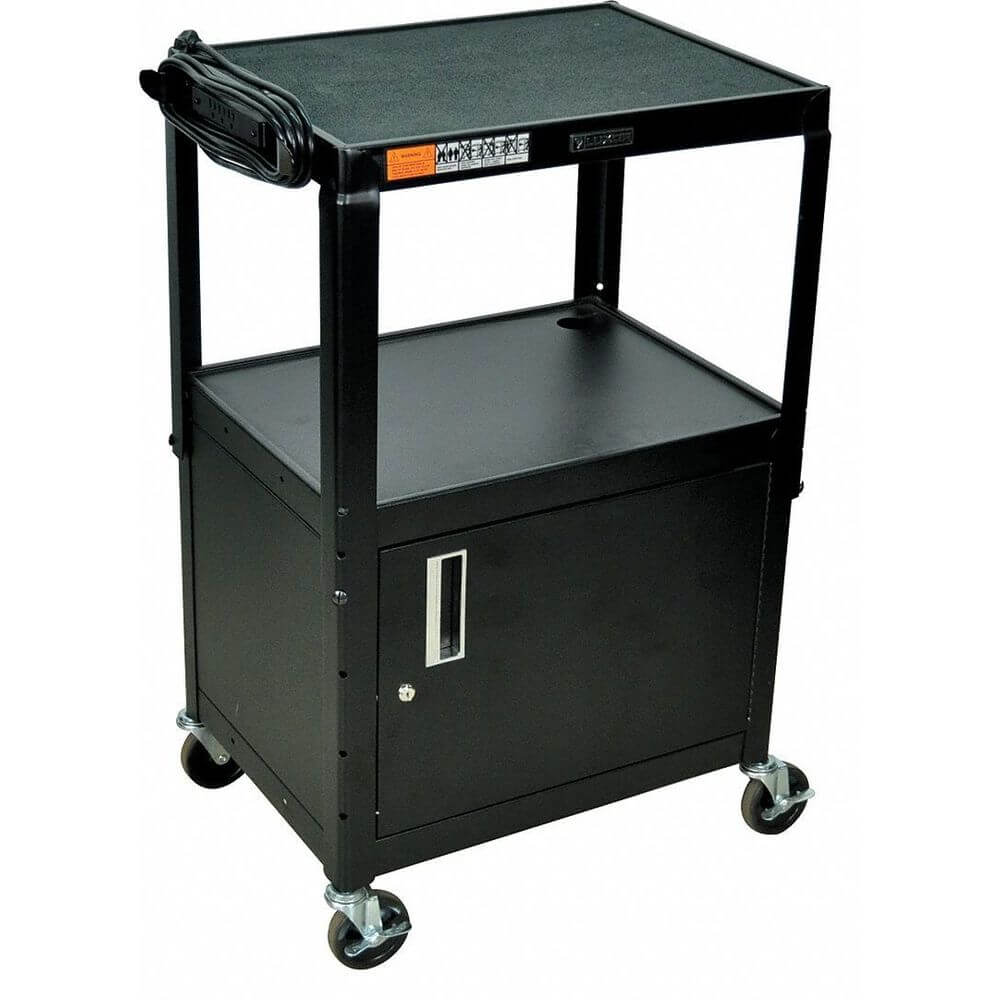 Audio-Visual Cart Shelf, Black, 24 x 18 x 42 Inch Size