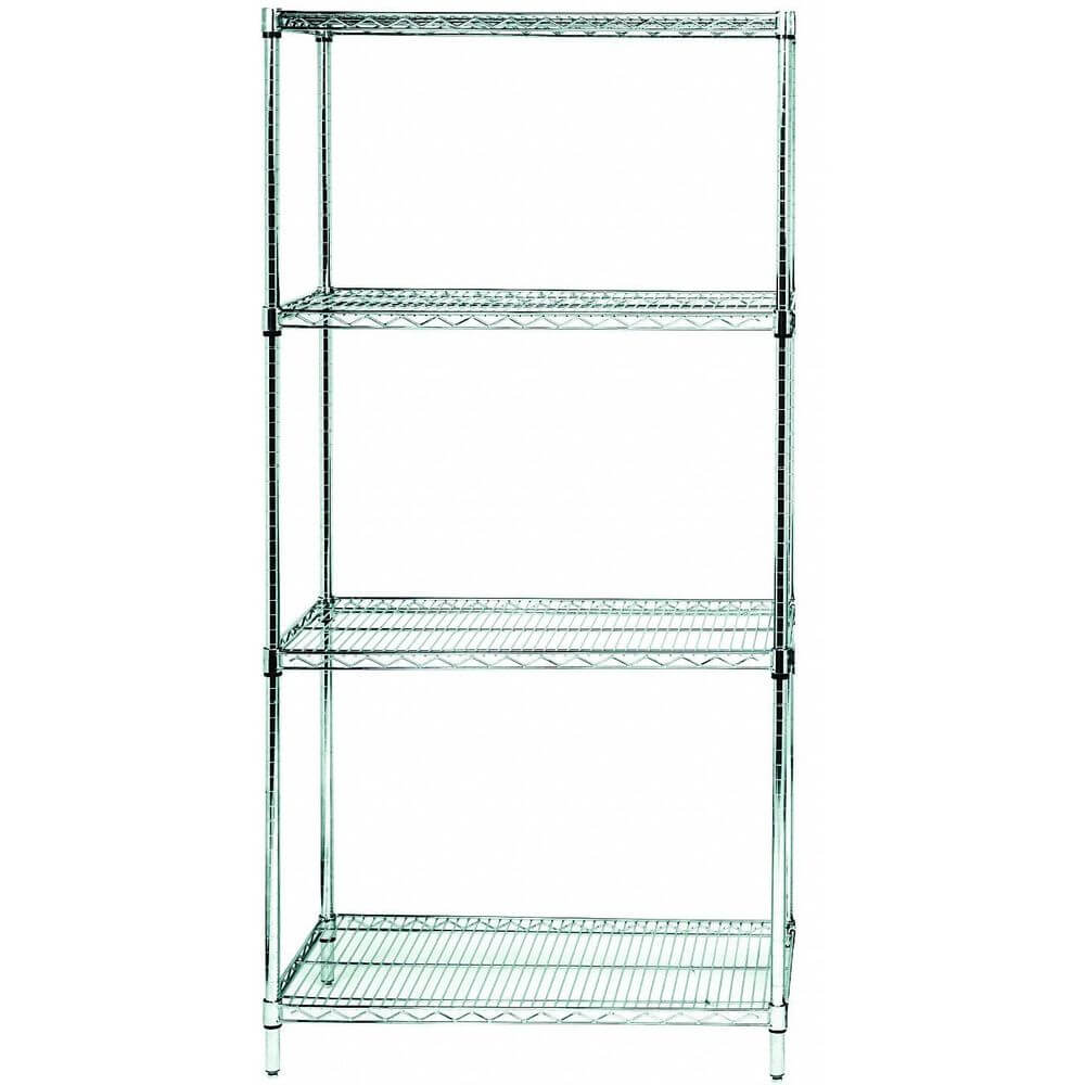 GRAINGER WR63-1824S Starter Wire Shelving Unit, 24 W x 18 D x 63 Inch H, 4 Shelves, Silver | CD2FFA 45TW03