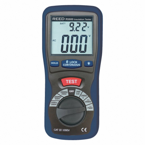 REED INSTRUMENTS R5600 Insulation Tester, 250V, 500V or 1000V Test Voltages | CD4DGY ST-5500
