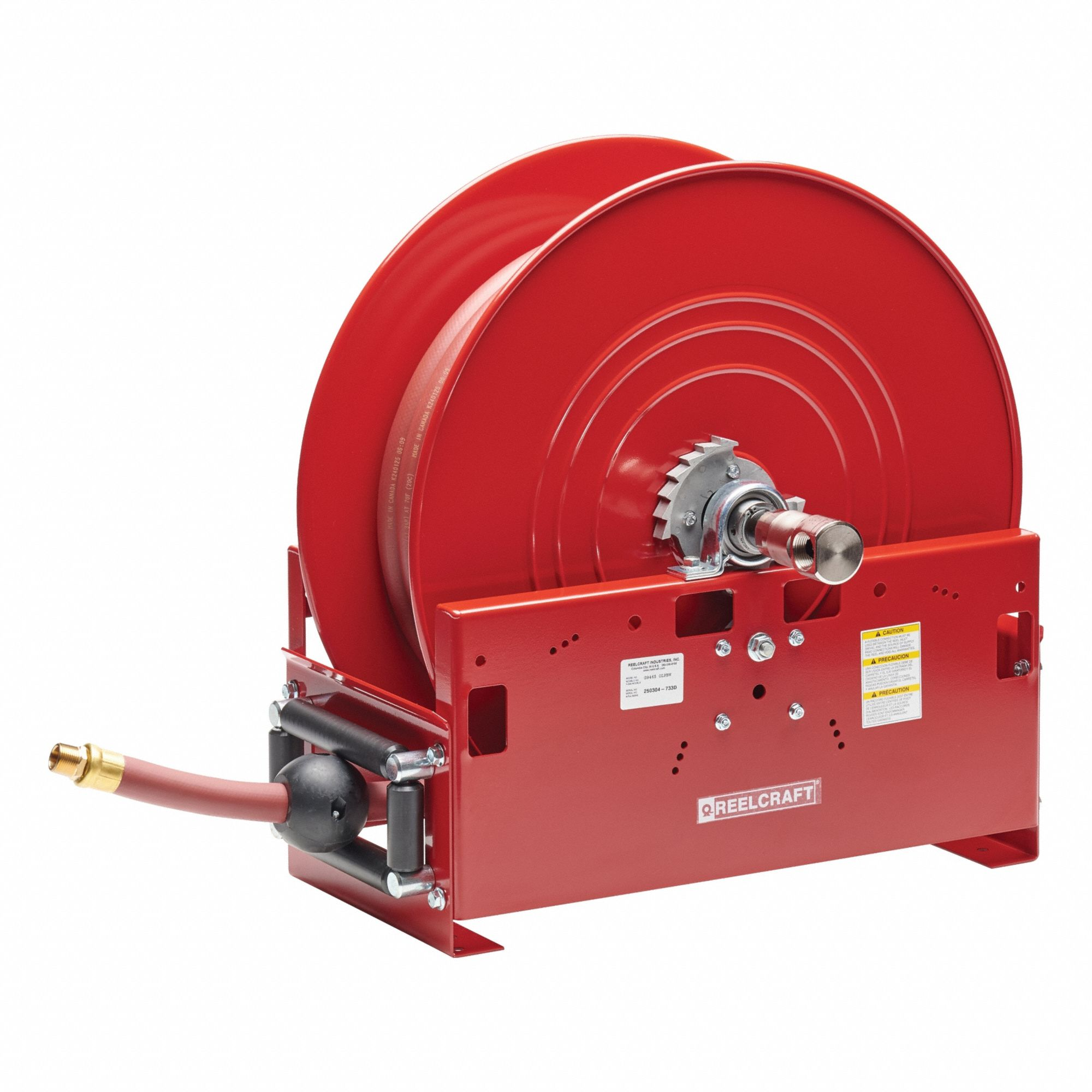 Spring Return Hose Reel, 65 ft, 3/4 Inch MNPT x 1 Inch MNPT, 250 PSI, Red