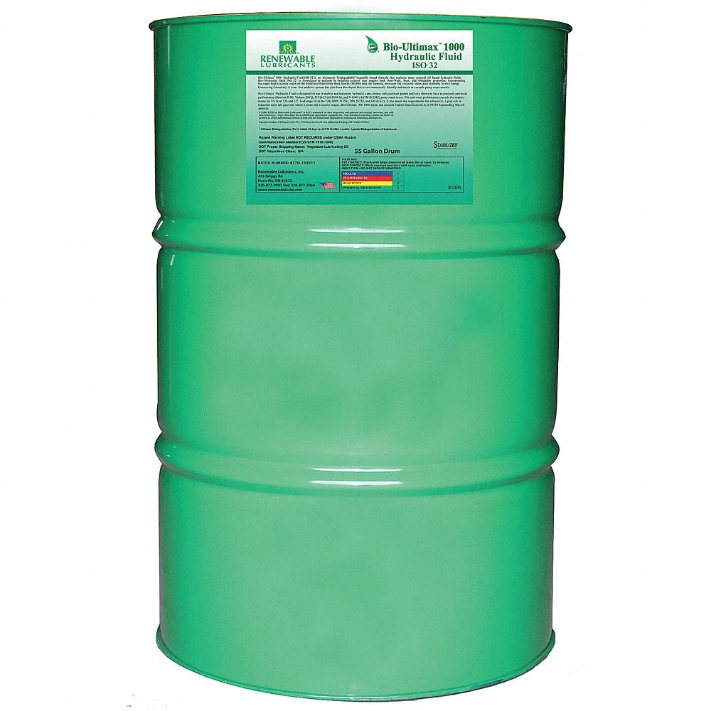RENEWABLE LUBRICANTS 81006 Bio Ultimax 1000 Hydraulic Fluid, Grade 32, Drum 55 Gallon Capacity | CD3ZUR