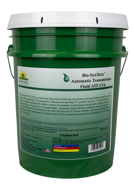 RENEWABLE LUBRICANTS 82294 Bio Synxtra Atf Lv6, Automatic Transmission Fluid, Pail 5 Gallon Capacity | CD4AFC