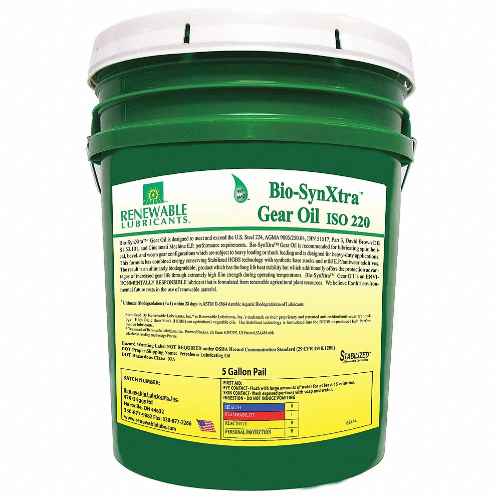RENEWABLE LUBRICANTS 82444 Gear Oil, Semi-Synthetic, 5 Gal. Pail | CD4AGX 21A523