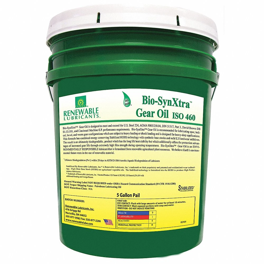 RENEWABLE LUBRICANTS 82464 Gear Oil, Semi-Synthetic, 5 Gal. Pail | CD4AHF 21A527