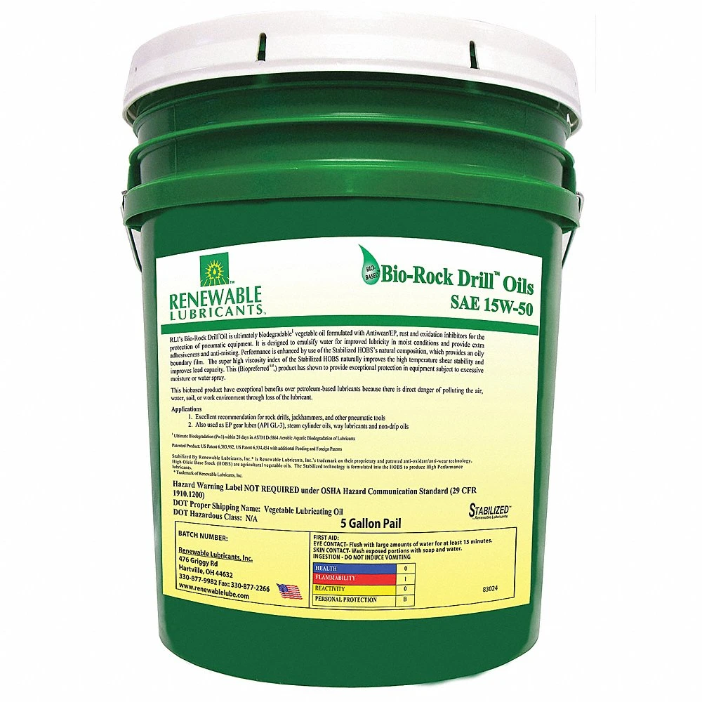 RENEWABLE LUBRICANTS 83024 Air Tool Oil, Synthetic, 250 Deg. F Max. Temp., 5 gal., Pail | CD4AQG 21A531