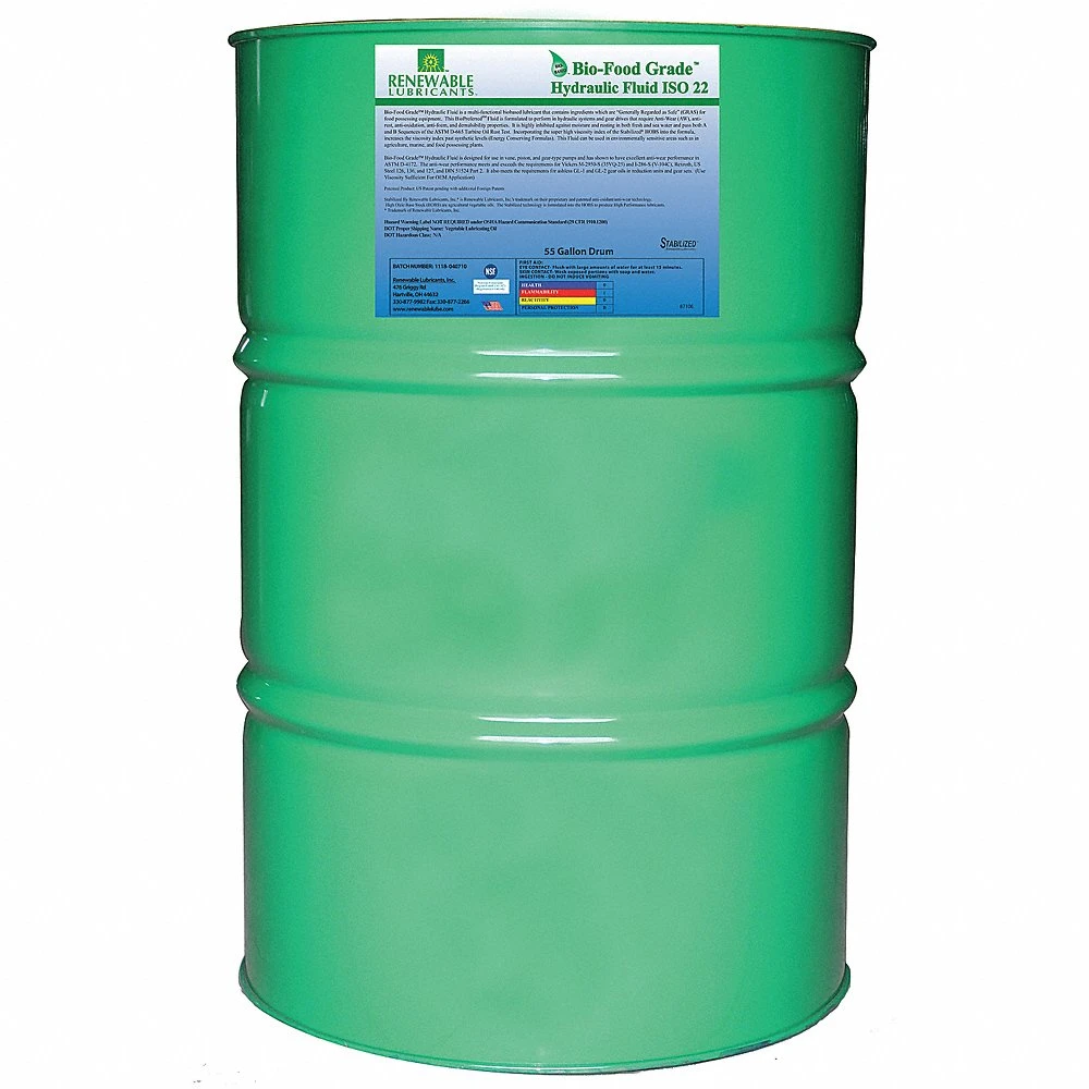 RENEWABLE LUBRICANTS 87106 Bio Hydraulic Fluid, Food Grade 22, Drum 55 Gallon Capacity | CD4BMF