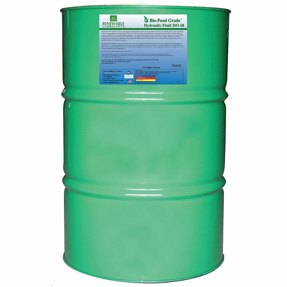 RENEWABLE LUBRICANTS 87146 Bio Hydraulic Fluid, Food Grade 68, Drum 55 Gallon Capacity | CD4BMU