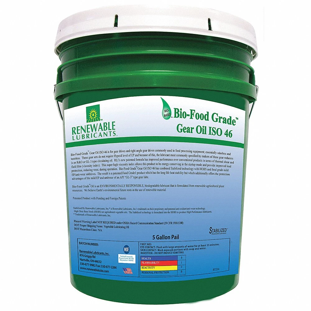 RENEWABLE LUBRICANTS 87214 Gear Oil, Semi-Synthetic, 5 Gal. Pail, H2 No Food Contact | CD4BNF 21A558