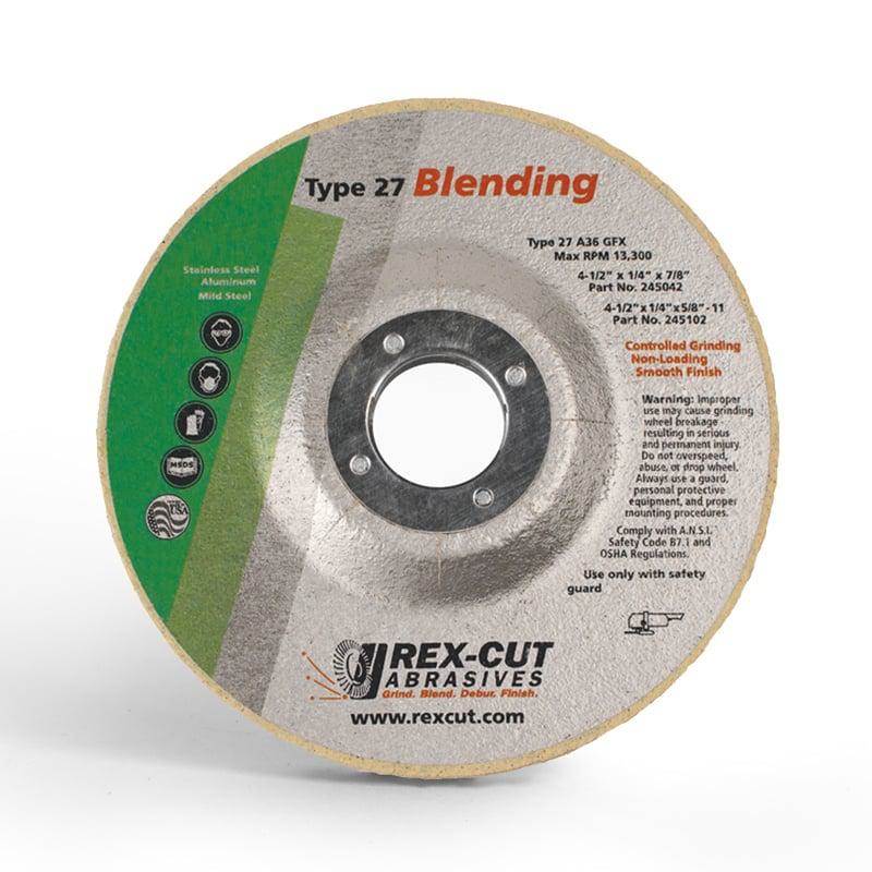 Blending Disc, 4-1/2 x 1/4 x 7/8 Inch Size, Aluminum Oxide Coarse, SS