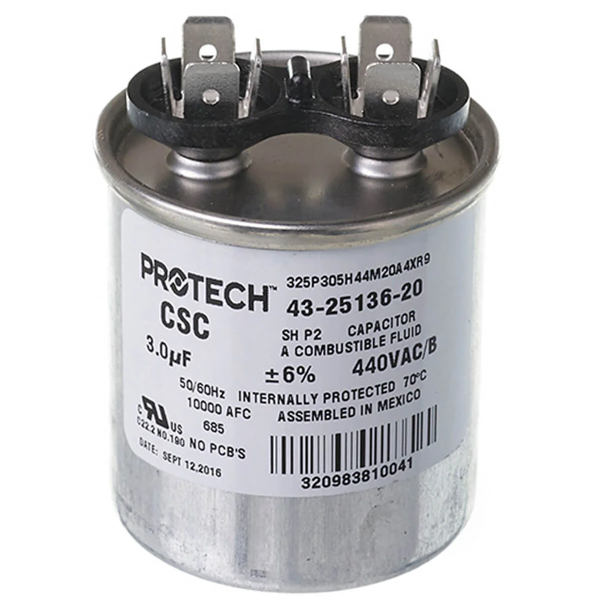 Capacitor, Single Round, 3 uF, 440 VAC
