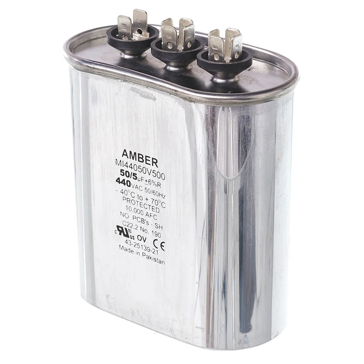 Capacitor, Dual Oval, 50/5 uF, 440 VAC