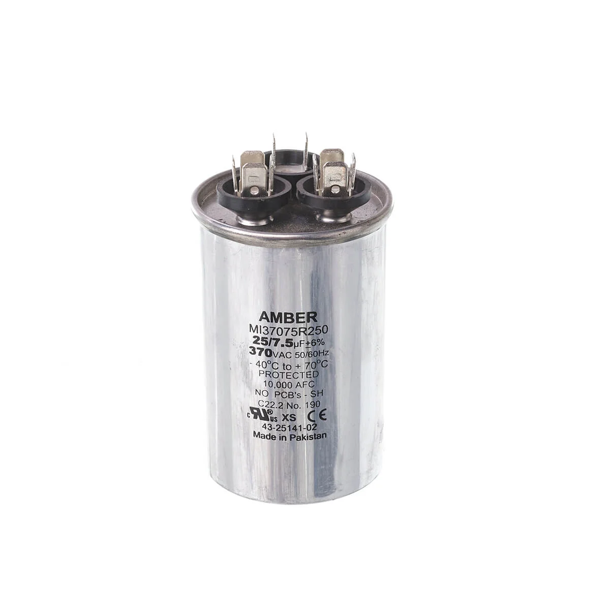 Capacitor, Dual Round, 25/7.5 uF, 370 VAC