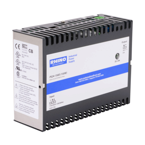 Switching Power Supply, 24 VDC At 6A/144W, 120/240 VAC Nominal Input, 1-Phase, Enclosed