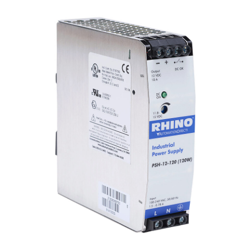 Switching Power Supply, 12 VDC At 10A/120W, 120/240 VAC Nominal Input, 1-Phase, Enclosed