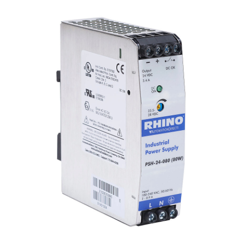 Switching Power Supply, 24 VDC At 3.4A/80W, 120/240 VAC Nominal Input, 1-Phase, Enclosed